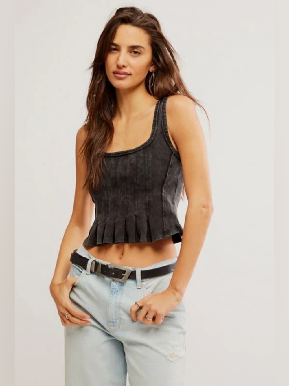 Free People We The Free Roller Tank size in Gray Black Wash size XS
